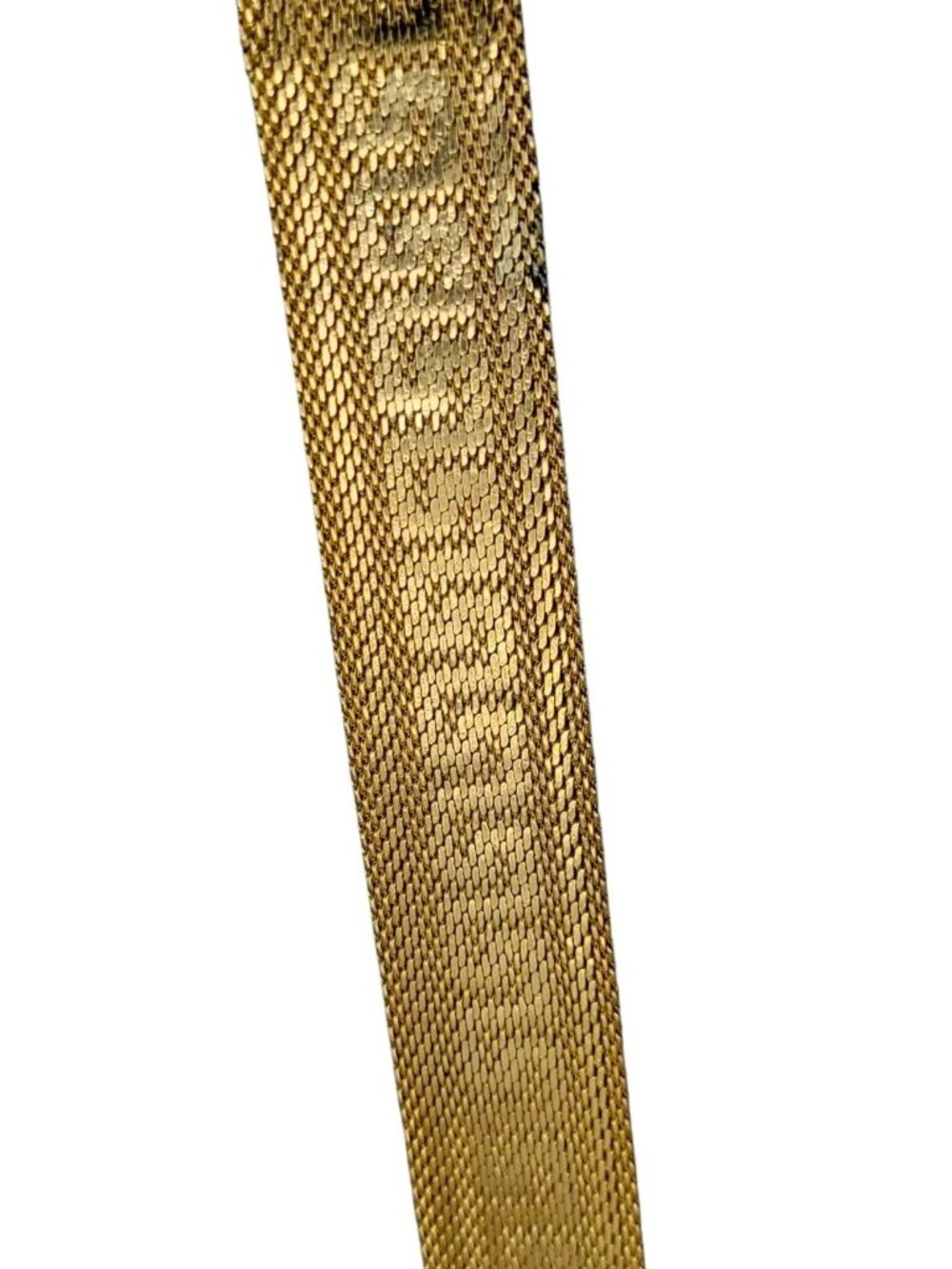 Art Deco Byzantine Greek Key Tassel Gold Tone Mesh Slide Bracelet - Picture 12 of 16